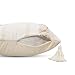 OJIA Boho Decorative Throw Pillow Cover, 20 x 20 Farmhouse Cute Pillowcase Minimalist Neutral Collection Cream White Tufted with Tassels Woven Square Cushion Cover for Sofa Couch Bedroom Living Room