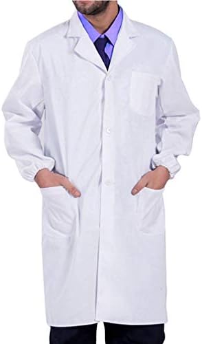Zhtoly Men Consultation Lab Coat, Women Professional Laboratory Doctor Coat - 39 Inch Long Sleeve, White