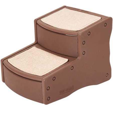 Pet Gear Easy Step II Pet Stairs, 2 Step for Cats/Dogs up to 75-pounds, Portable, Removable Washable Carpet Tread, Chocolate