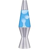 Lava Lite 1953 Silver Base Lamp with White Wax in Blue Liquid, 11.5", White Wax/Blue Liquid/Silver Base