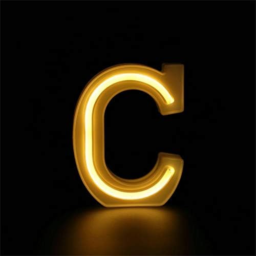 Alphabet Letter Lights LED Light Up White Plastic Letters Standing Hanging A-Z & for Home, Shopwindow, Club, Party and Holiday Decoration (C)