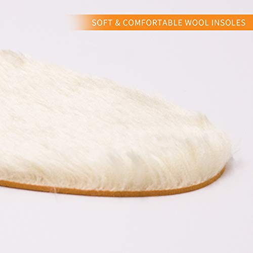 Wool Insoles with Arch Fit Soles Sheepskin Shoe Inserts Replacement Universal for Women Men Boots Cozy, M