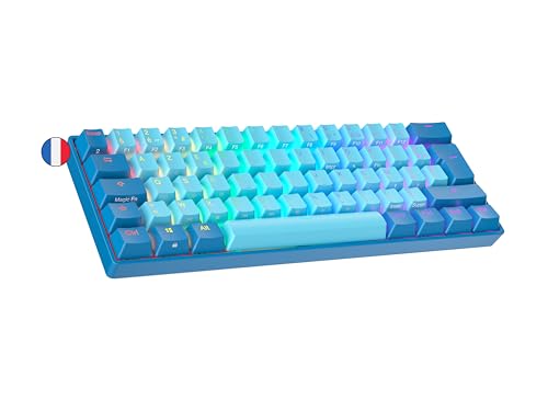 Ranked N60 Nova Mechanische 60 Prozent Tastatur | Hotswap Gaming Keyboard | 62 Programmierbare Tasten mit RGB Beleuchtung | PC/Mac Gamer | AZERTY Französisches (Blau, Gateron Pro Red)