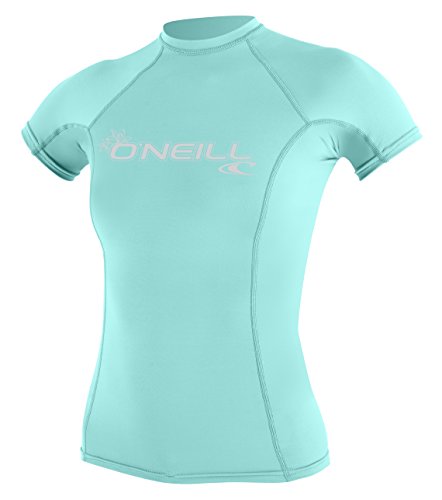 O'Neill Wetsuits UV Sun Protection Womens Basic Skins Short Sleeve Crew Sun Shirt Rash Guard, Seaglass, X-Small