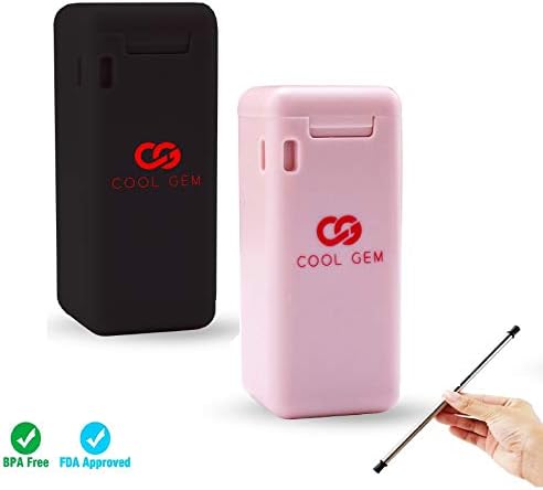 2 Pack Stainless Steel Straws | Collapsible & Reusable Pocket Straw | Keychain Foldable Metal Straw | Eco Friendly | FDA & BPA Free | Portable Set with Hard Case Holder & Cleaning Brush | Black & Pink