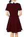 Allegra K Women's Doll Collar Short Sleeves Fit and Flare Dress M Red