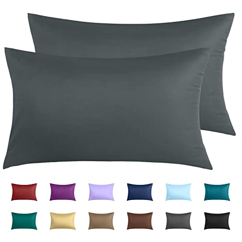 Warmstar Cotton Pillow Cases Queen Size Set of 2, 600 Thread Count Pillowcases 20x30 Inches, Soft Long Staple Cotton Pillowcases Breathable with Envelope Closure,Smoke Grey
