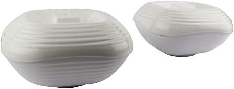 HomrayPlastic Bowl with Lid, 1.2-Litre, Set of 2, White