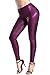 DIAMONDKIT Women Faux Leather Leggings Wet Look Metallic Waist Legging Pants Trousers (VQ1088 Colored Rose, S)
