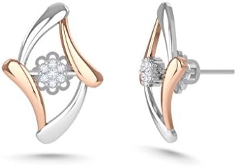 MEZZOTEK Women's 18K Stud Earrings (0.07 Carat, G-H Color, SI Clarity) White, Rose - Gold