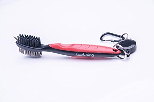 Golf Brush and Golf Club Groove Cleaner – Deep Cleans Iron Grooves &amp; Easily Attaches to Golf Bag – Includes Bag Clip &amp; 2ft Retractable Extension Cord - Lightweight and Stylish