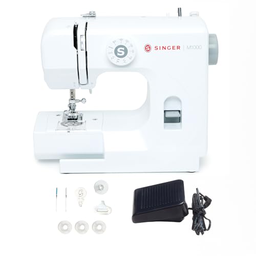SINGER M1000 Mending Machine | Compact, Lightweight & Portable With 32 Stitch Applications & LED Light | Great for Light to Medium Weight Fabrics & Repairs – White
