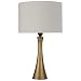Rivet Mid-Century Modern Needle Sloped Table Desk Lamp with Light Bulb and White Drum Shade, 21"H, Brass primary