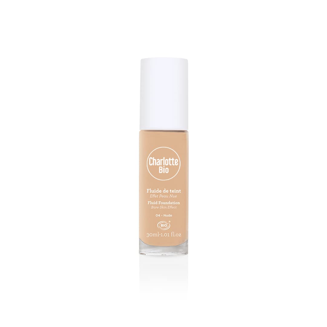 Charlotte Make Up - Organic Fluid Foundation – Nude – Unify and Reveal the Radiance of the Complexion – Covering Imperfections – Natural Matte Finish – Bare Skin Effect – 30 ml