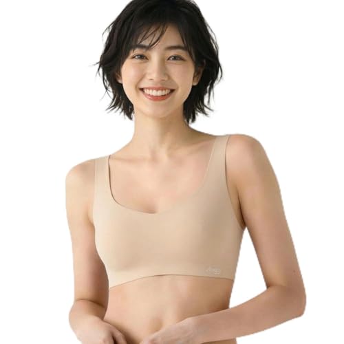 スロギー ベーシック 2 ハーフトップ 10202275 ノンワイヤー ブラジャー パッド付き 無縫製 軽量 ひびきにくい ホック無し M M001(ライトベージュ)