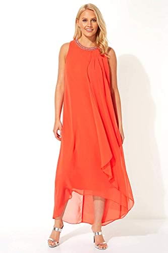 roman originals embellished neck chiffon dress