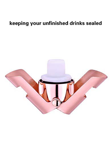 OWO Champagne Stopper, Stainless Steel Bottle Plug Sealer for Sparkling Wine, Superior Leak-Proof Bubble Retaining Saver, No Sharp Edge, No Spill, Fizz Saver, Passed Press Test (Rose Gold) - Thumbnail 3