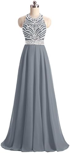 Artie Gorgeous A-line Floor Length Chiffon Prom Dresses Evening Dresses, 10, Gray