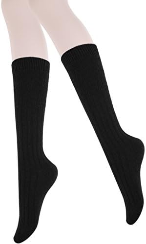 YeeSure PJ09 Thick Sweater Winter Mid-Calf High Wool Blend Boots Socks Stockings leg warmer for Women (Free, Black)