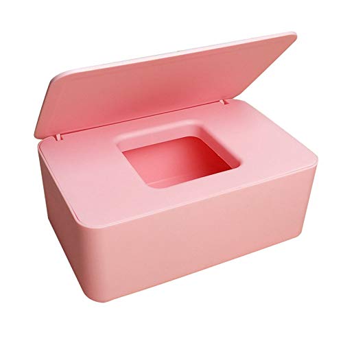 Tangzhan Wet Wipes Storage Box, Wet Wipes Dispenser Holder with Lid, Baby Nappy Wet Tissue Box, Tissue Box Dustproof Holder Napkin Storage Box for Home Office Desk (Pink)