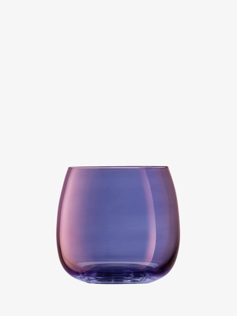 LSA Aurora Stemless Glass 370ml Polar Violet | Set of 4 | Hand Painted Glassware | AR01