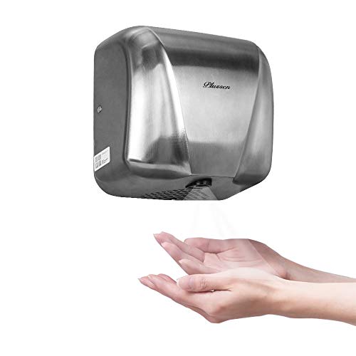 PLUSSEN Compact Automatic High Speed Commercial Hand Dryer for Bathrooms Restroom Stainless Steal Heavy Duty Electric Hand Air Dryer