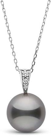 Desire Collection 11.0-12.0 mm Tahitian Cultured Pearl and Diamond Pendant - White Gold - 16 Inch