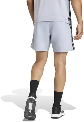 Uomo Workout Essentials Base 3 Stripes Woven Short 7 Inches Shorts, Halo Silver/Black, XS