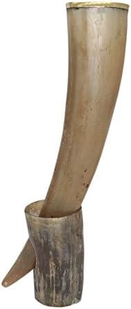 Viking Drinking natural Horn Tankard Authentic Medieval Inspired drinking horn with stand