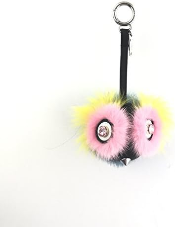 ONLYFORYOU Fashion And Cute Mink Monster Fur Car Pendant Owl Monster Doll Fur Bugs Pom Pom Ball Bag Charm Key Ring Keychain (B)
