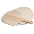 KettlePizza KPK-SPW Wood Pizza Peel 115 in. and Cordierite Stone Kit