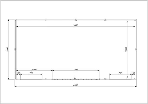 TIMBELA M332 ABRI de Jardin en Bois Exterieur - Maison de Jardin en Pin/épicéa- 418x220 cm/8 m²