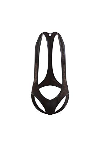 Swbreety Mens Thong Leotard Bodysuit Singlet Wrestling Jumpsuit One-Piece Briefs Black