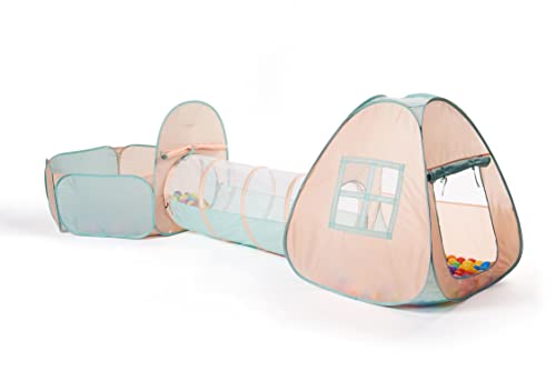 UTEX 3 in 1 Pop Up Play Tent with Tunnel, Ball Pit for Kids, Boys, Girls, Babies and Toddlers, Indoor/Outdoor Playhouse