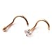 Ruifan 2PCS 18G 316L Surgical Steel 2mm Top Ball & 2.5mm Clear Diamond Cubic Zirconia Crystal Curved Nose Stud Ring Screw Piercing Jewelry - Rose Gold