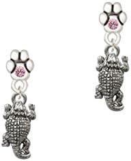 Horn Toad - Pink Crystal Paw Earrings
