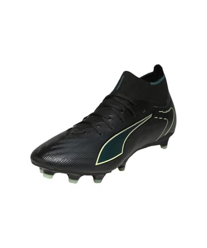 PUMA Ultra 6 Match+ FG/AG - Tenis de fútbol Unisex, Puma Black Fizzy Light Green Terrain, 44.5 EU