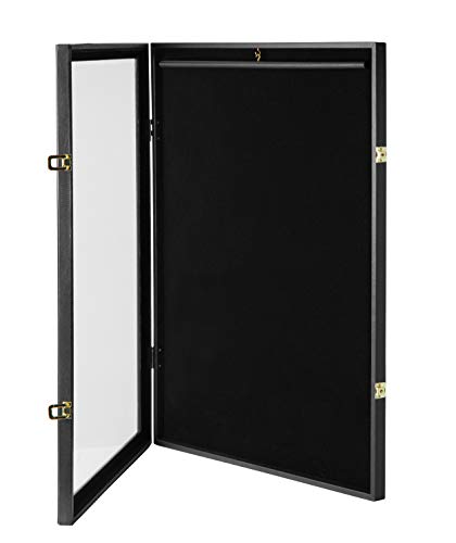 JackCubeDesign Lockable(2 Locks)/ Transparent Display Box/Case Cabinet for Jacket, Uniform, Jersey w/Acrylic Cover(Black) – :MK358A