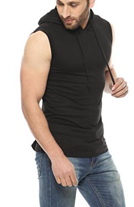 gritstones black sleeveless hooded t-shirt