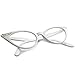zeroUV Blue Light Blocking Vintage Cat Eye Glasses for Women UV400 Embellished with Rhinestones, 50s Rockabilly Accessories 51mm (White)