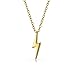 Bling Jewelry Tiny Minimalist Geometric Zig Zag Flash Lightning Bolt Pendant Necklace For Women Teen 14K Gold Plated .925 Sterling Silver