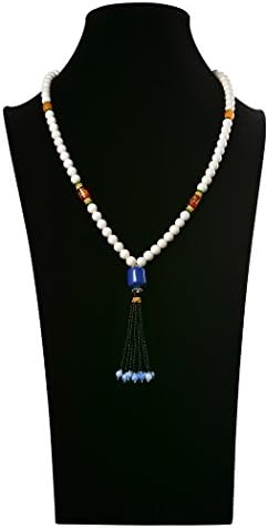 Romantic Time Crystal Retro National White Tridacnidae Pearl Shell Long Sweater Necklace (green)