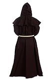 Friar Medieval Hooded Monk Renaissance Priest Robe Costume Cosplay brown XL