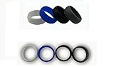 Silicone Wedding Rings For Men ✔ 8.7mm Wide (2mm Thick) - 4 Pack - Black ✔, Grey ✔, Blue ✔, White ✔ ON SALE NOW $9.88