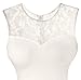 Sylvestidoso Women's A-Line Sleeveless Pleated Little White Cocktail Party Dress with Floral Lace (L, Off White)