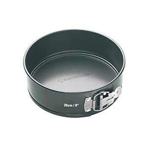 MasterClass-Non-Stick-Quick-Release-Springform-Cake-Tin-with-Loose-Base-Carbon-Grey-20-cm MasterClass 20 cm Springform Cake Tin with Loose Base, Non Stick, Robust 1 mm Carbon Steel, PFOA Free, 8 Inch Round Pan…
