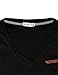 H2H Mens Basic Cotton V-neck T-shirts with Point Shoulder Button Leather Pocket BLACK US L/Asia XL (JDSK16)