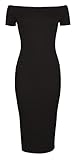 Forever Womens Cap Sleeves Plain Off Shoulder Stretchy Midi Dress