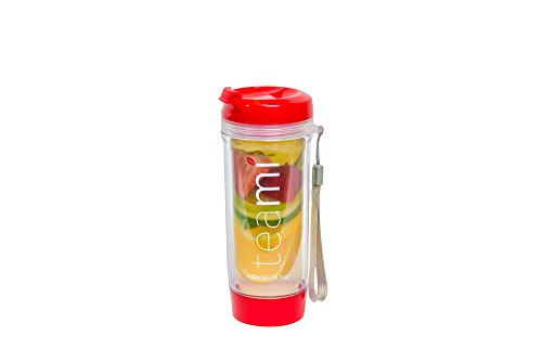 FRUIT INFUSER Water Bottle Tumbler with a Lid | 100% BPA FREE | Our Best Infusion Bottles for Infused Fruit, Smoothies, Tea, and Coffee | Double Walled Mug, Hot & Cold (13.5 Ounces, Red) - Thumbnail 2