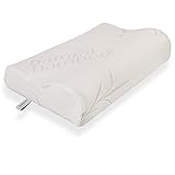 Hypoallergenic Bamboo Memory Foam Contour Pillow - Antimicrobial Dust Mite Resistant A Firm Flexible Therapeutic Posturepedic Pillow for Sound Sleep and Reduced Neck and Shoulder Pain (20 x 12 in)